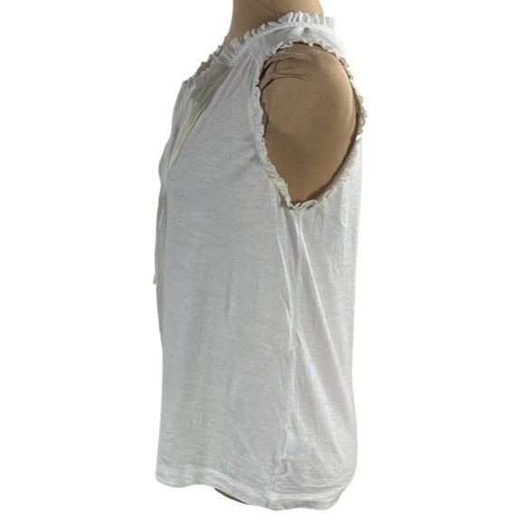 Meadow Rue Sleeveless Top Ruffle Trim Cream Cotton Modal Size XS Extra Small - Picture 2 of 8